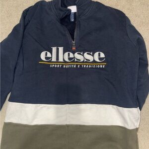 Ellesse Navy White Olive Colorblock Quarter-Zip Sweatshirt